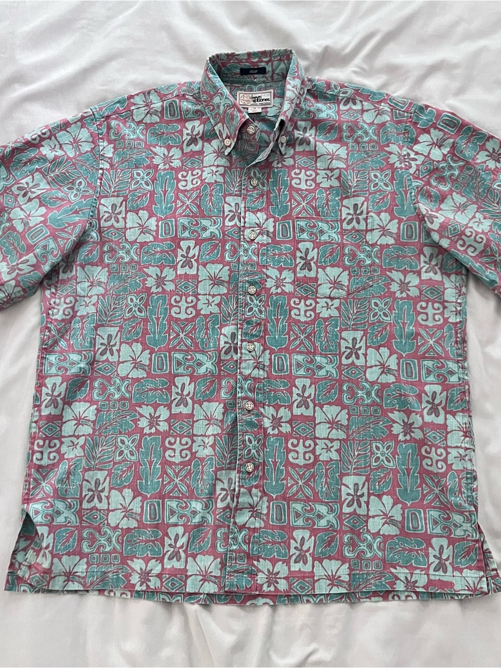 reyn spooner Aqua and Coral Geo Floral Button-Down Shirt
